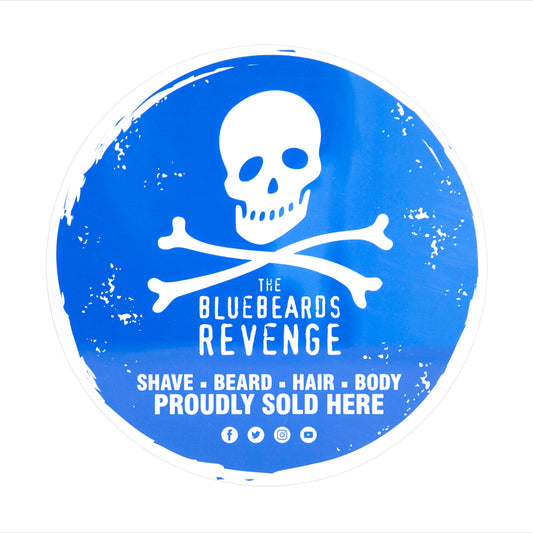 reusable skull and crossbones window sticker for barbershops, hairdressers, salons and car windows by the bluebeards revenge