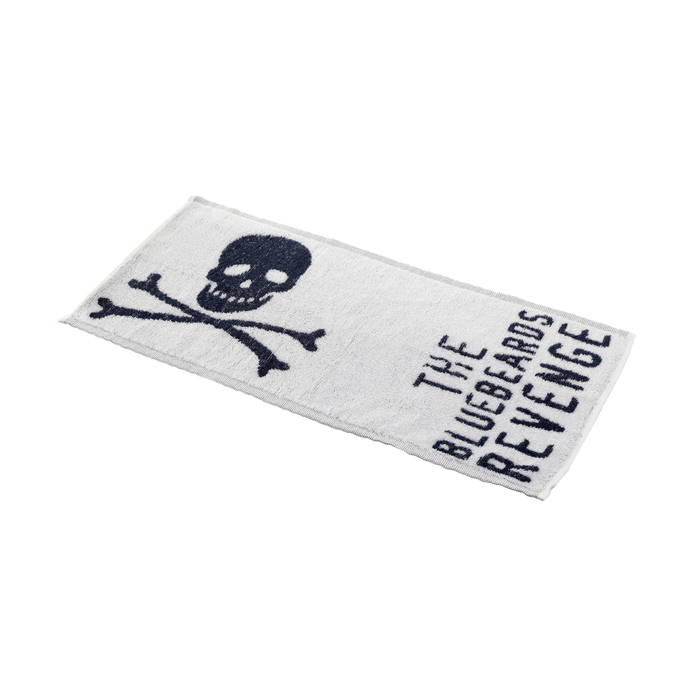 soft 100% cotton hand and shaving towel with skull and crossbones logo by the bluebeards revenge